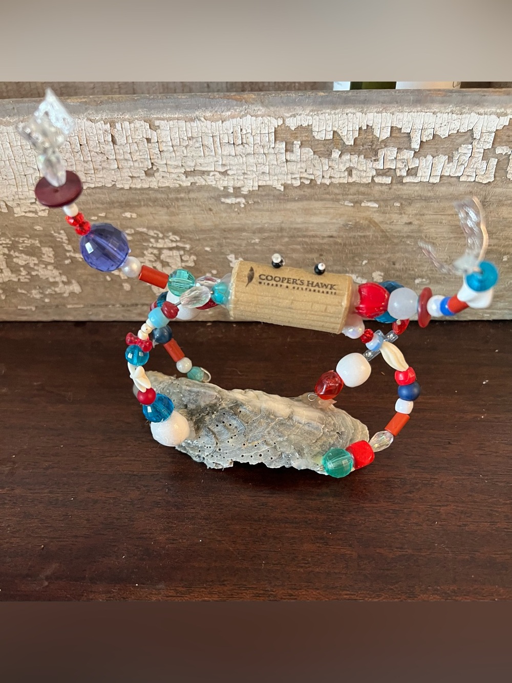 Wine cork crab red white blue